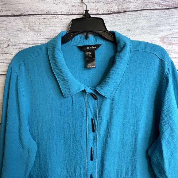 Ali Miles Tunic Size 1X Long Sleeve Women's Art To Wear Artsy Boho Rayon Stretch - Picture 2 of 14